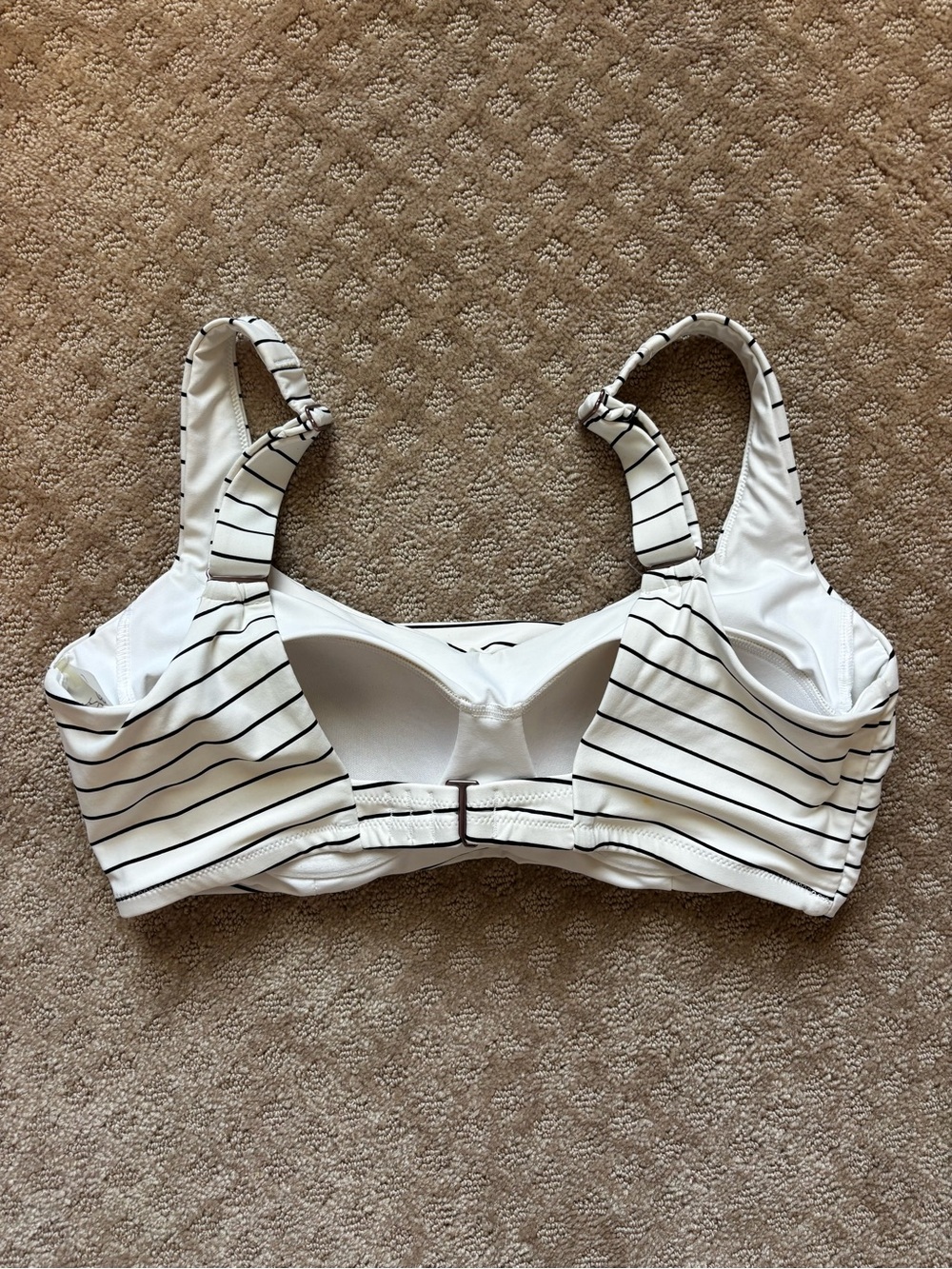 Calia White with Black Stripes Swim Top with Underwire size Large - Picture 6 of 8